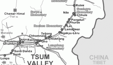 Tsum Valley Exploration Trek map